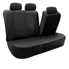 Fh Group Premium Pu Leather 52 In X 58 In X 1 In Split Bench Rear Seat Cover Dmpu002black013
