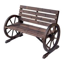 Outsunny Wooden Wagon Wheel Bench