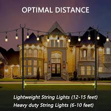 String Light Poles For Outdoor String Lights 2 Pack 100 In Height Adjustable Metal Stand Pole