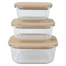 Buy Square Glass Container With Bamboo