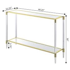 Convenience Concepts Royal Crest 2 Tier Acrylic Glass Console Table Gold Glass