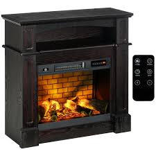 Homcom 32 Electric Fireplace Mantel Freestanding Heater Brown