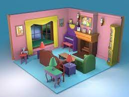 3d Model The Simpsons House Living Room
