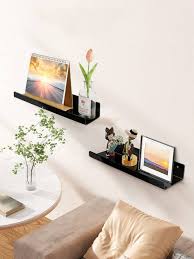 1pc Black Acrylic Wall Mounted Shelf