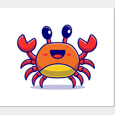 Cute Crab Cartoon Vector Icon