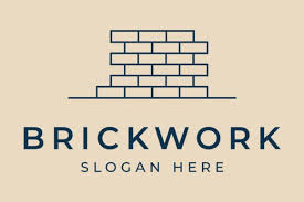 Brick Work Logo Line Art Vector Icon