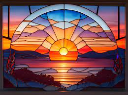 Faux Stained Glass Design With The Sunset