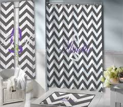 White Chevron Fabric Shower Curtain