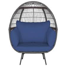 Gymax Patio Rattan Wicker Lounge Chair