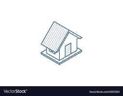 House Isometric Icon 3d Line Art