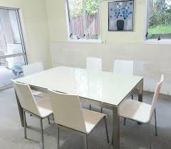 White Glass Top Dining Table With 6