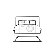 Bed With Pillows Hand Drawn Outline