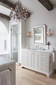 french bathroom with wood beams design