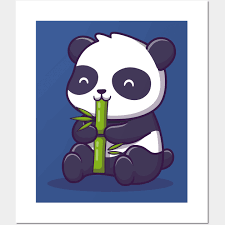 Cute Panda Eat Bamboo Cartoon Vector