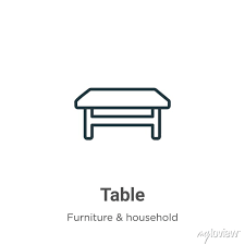 Table Outline Vector Icon Thin Line