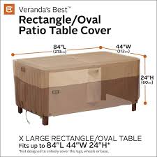 Classic Accessories Veranda S Best 84 In X 44 In X 24 In Earth Rectangle Oval Patio Table Cover With Umbrella Hole