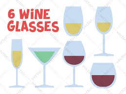 6 Wine Glass Clip Art Icon Collection