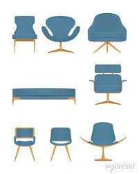 Flat Design Icon Set Of Chair Sofa And