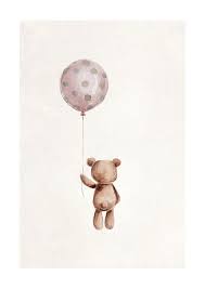 Teddy With Balloon Poster Baby