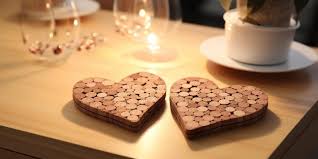 Wine Corks Hearts Made On The Wooden Table