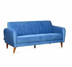 Fabric Sky Blue Three Seater Sofa At Rs