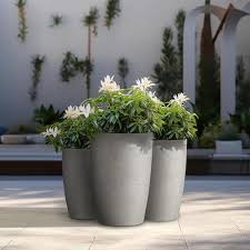 14in 17in 20in Dia Pale Yellow Extra Large Tall Round Concrete Plant Pot Planter For Indoor Outdoor Set Of 3