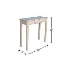 International Concepts Unfinished Rectangular Hall Table With Drawer