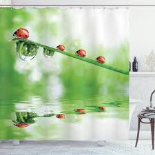 Nature Shower Curtain Ladybug On Water