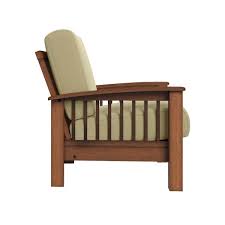 Carson Carrington Mission Style Cushioned Solid Wood Arm Chair Tan