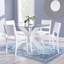 White Round Dining Table With Glass Top