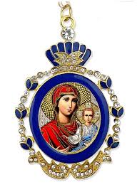 Smolensk Blue Enamel Framed Icon