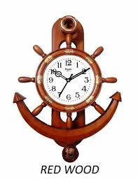 Red Wood Large Anchor Wall Clock