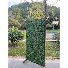 36 In X 72 In Mobile Privacy Garden Fence Divider With Artificial Grass On Both Sides And Wood Stand