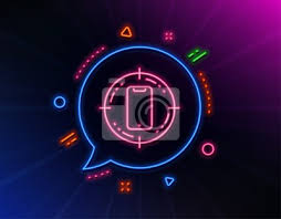 Smartphone Target Line Icon Neon Laser