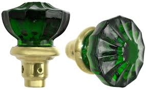 Green Glass Door Knobs Set
