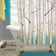 Bathroom Shower Curtain Blue Yellow