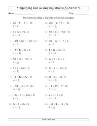 Solving Simple Linear Equations