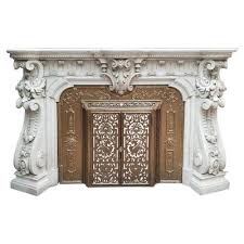 French Carved Marble Fireplace With
