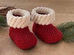 Baby Booties Santa 0 6 Months Crochet