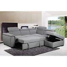 Primo Venetian Grey Fabric Sectional With Ottoman