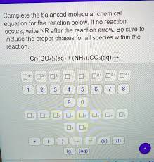 Balanced Molecular Chemical Equation