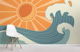 Retro Vintage Surf Wallpaper Mural Hovia
