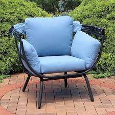 Sunnydaze Decor Modern Luxury Patio Lounge Chair With Retractable Shade Blue