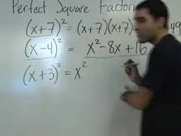 Algebra Perfect Square Factoring And