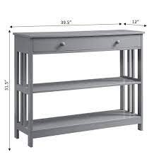 Convenience Concepts Mission 1 Drawer Console Table In Gray Wood Finish