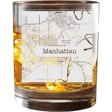 Manhattan College Town City Map Glass