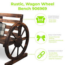 Wood Outdoor Wagon Wheel Bench
