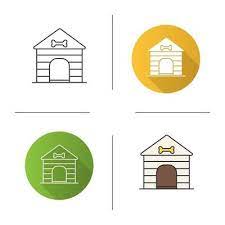 Dog S House Icon Flat Design Linear