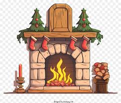 Cartoon Fireplace With Glowing Embers