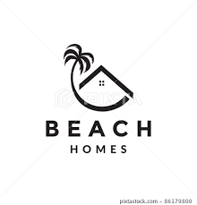 Home Roof With Coconut Tree Modern Logo